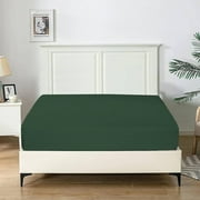 HOMES PERCEPTION 100% Jersey Cotton King Fitted Sheet Only – Comfy Stretch Fabric – 16” Deep Pocket Fitted Sheet Fade Resistant, Wrinkle-Free King Sheets, Hunter Green